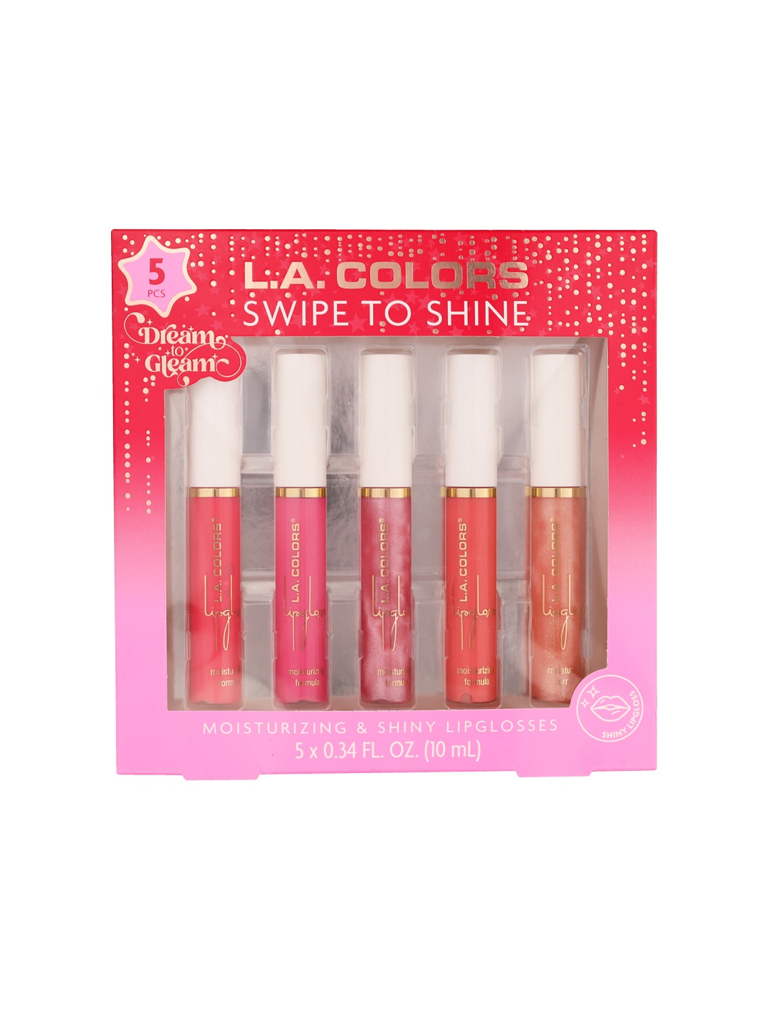 

L.A colors Swipe to Shine 5Pcs Moisturizing Lip Gloss Set, Multi