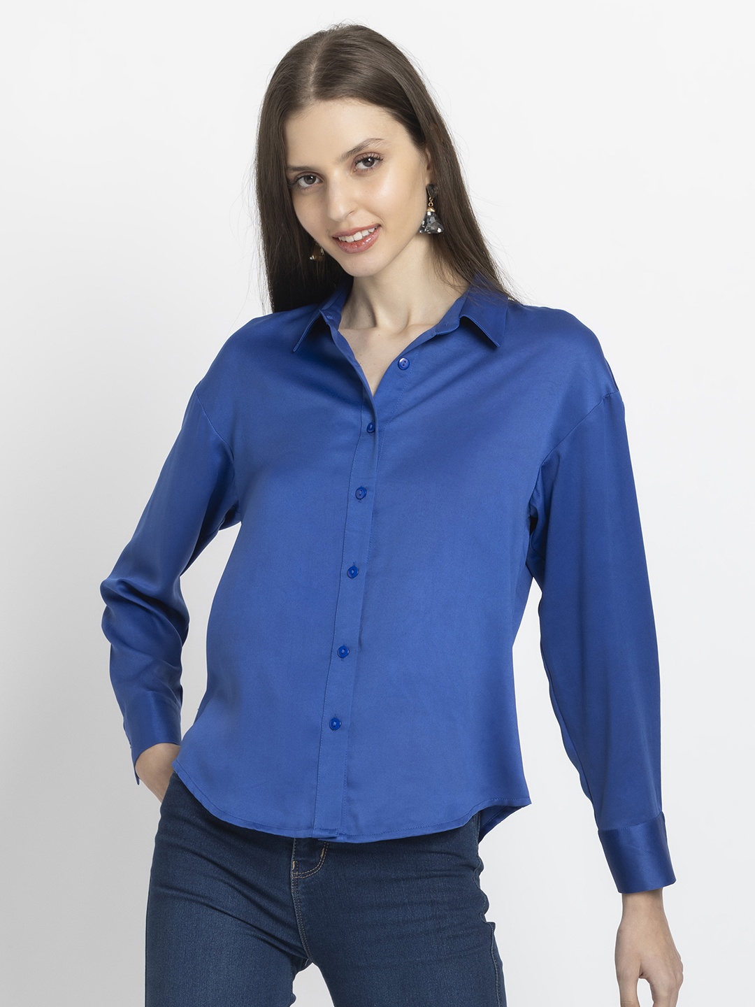

SHAYE Women Relaxed Opaque Casual Shirt, Blue