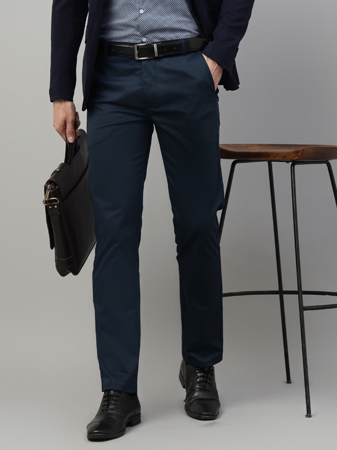 

Hancock Men Slim Fit Chinos Trousers, Navy blue