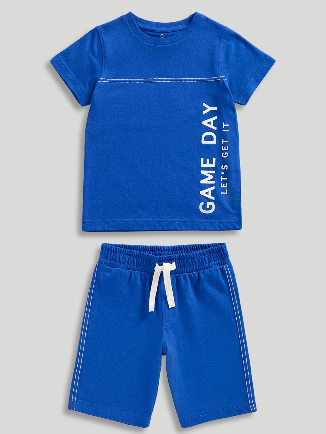 

mothercare Boys Printed T-shirt with Shorts, Blue