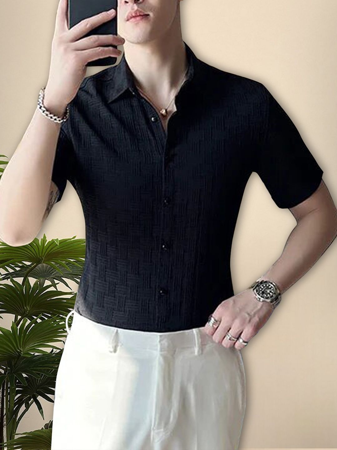 

Moda Rapido Men Original Opaque Casual Shirt, Black