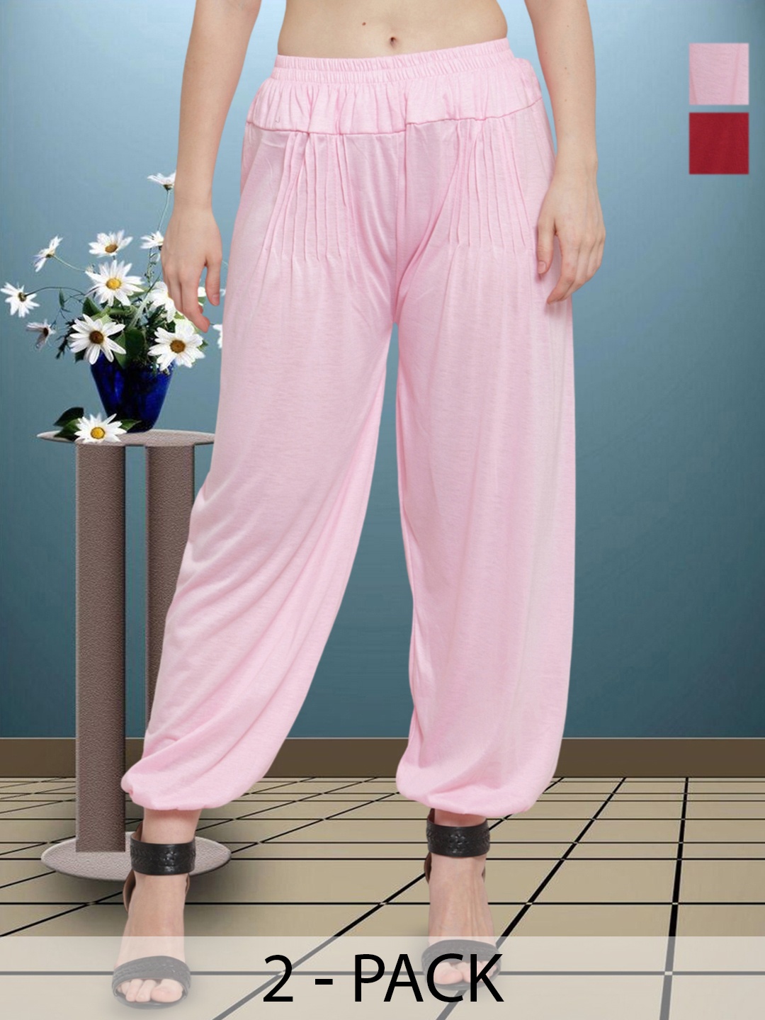 

GRACIT Women Viscose lycra Harem Paint, Pink
