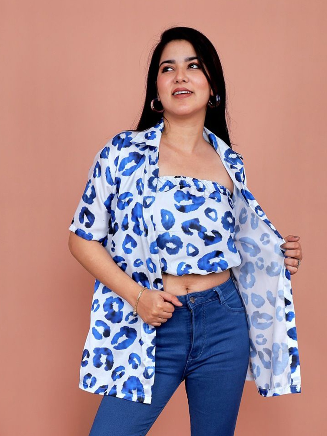 

Kaajal by Vidhi Print Crop Top, Blue