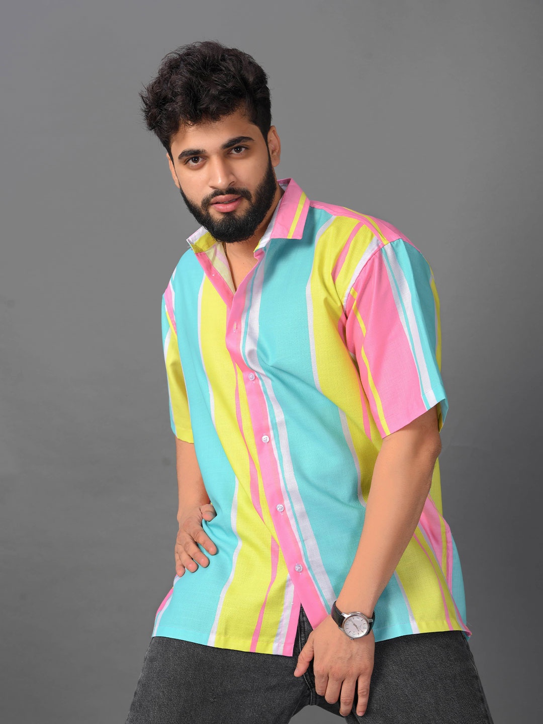 

BROWN BROTHERS Unisex Relaxed Opaque Printed Casual Shirt, Multi