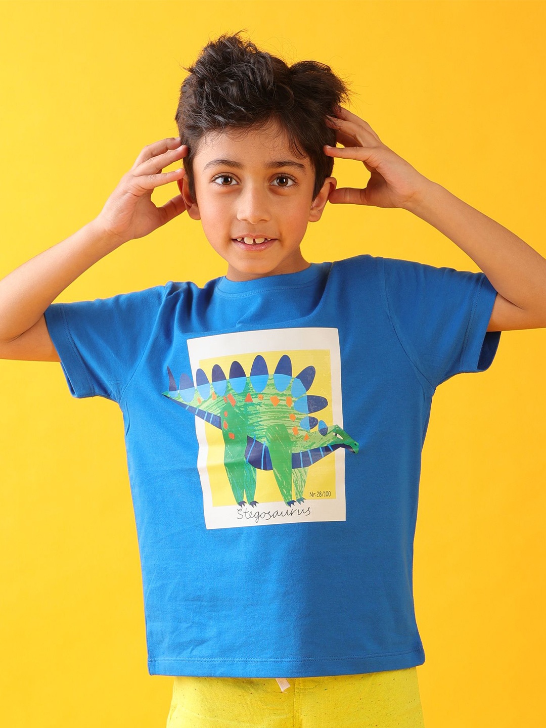 

Anthrilo Boys Typography Printed Applique T-shirt, Blue