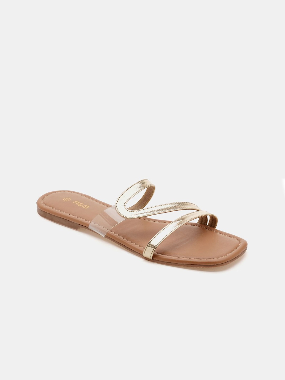 

R&B Women Gold Casual Open Toe Flats