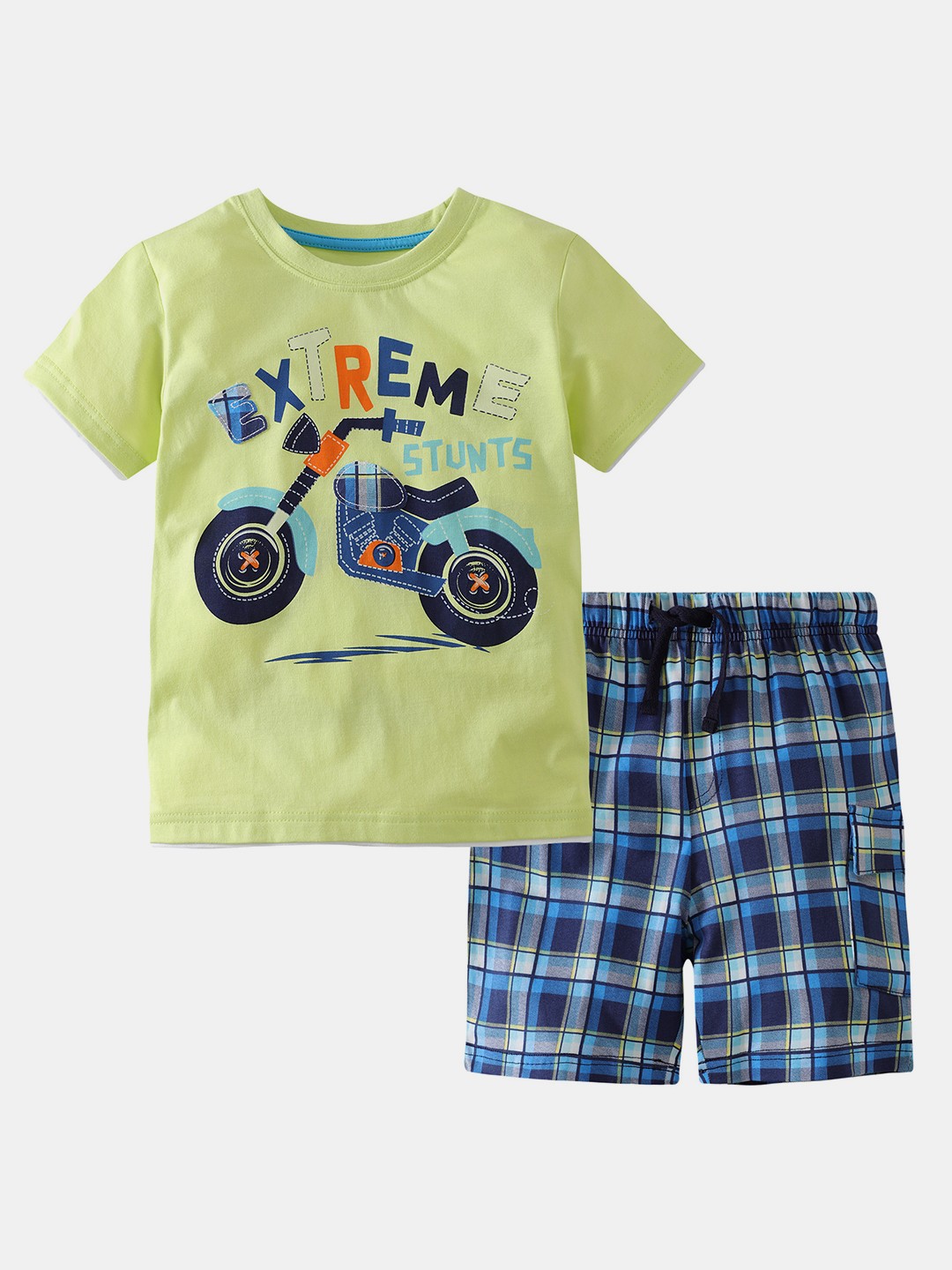 

YK Boys Printed T-shirt With Shorts, Lime green
