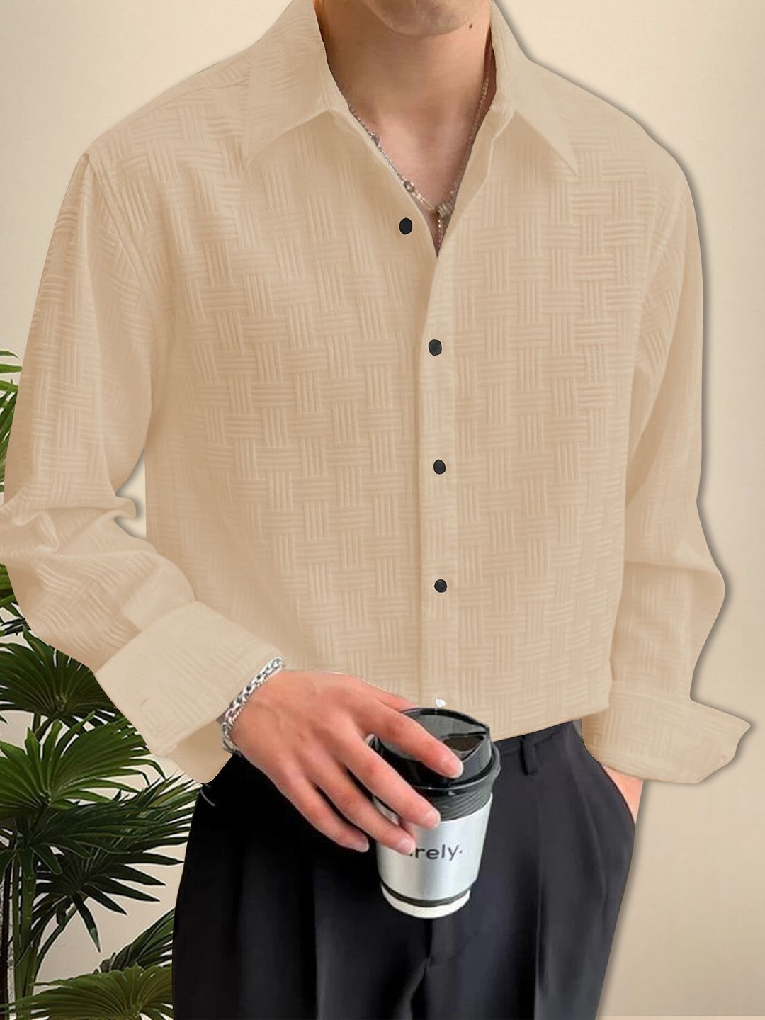 

Moda Rapido Men Original Opaque Casual Shirt, Beige