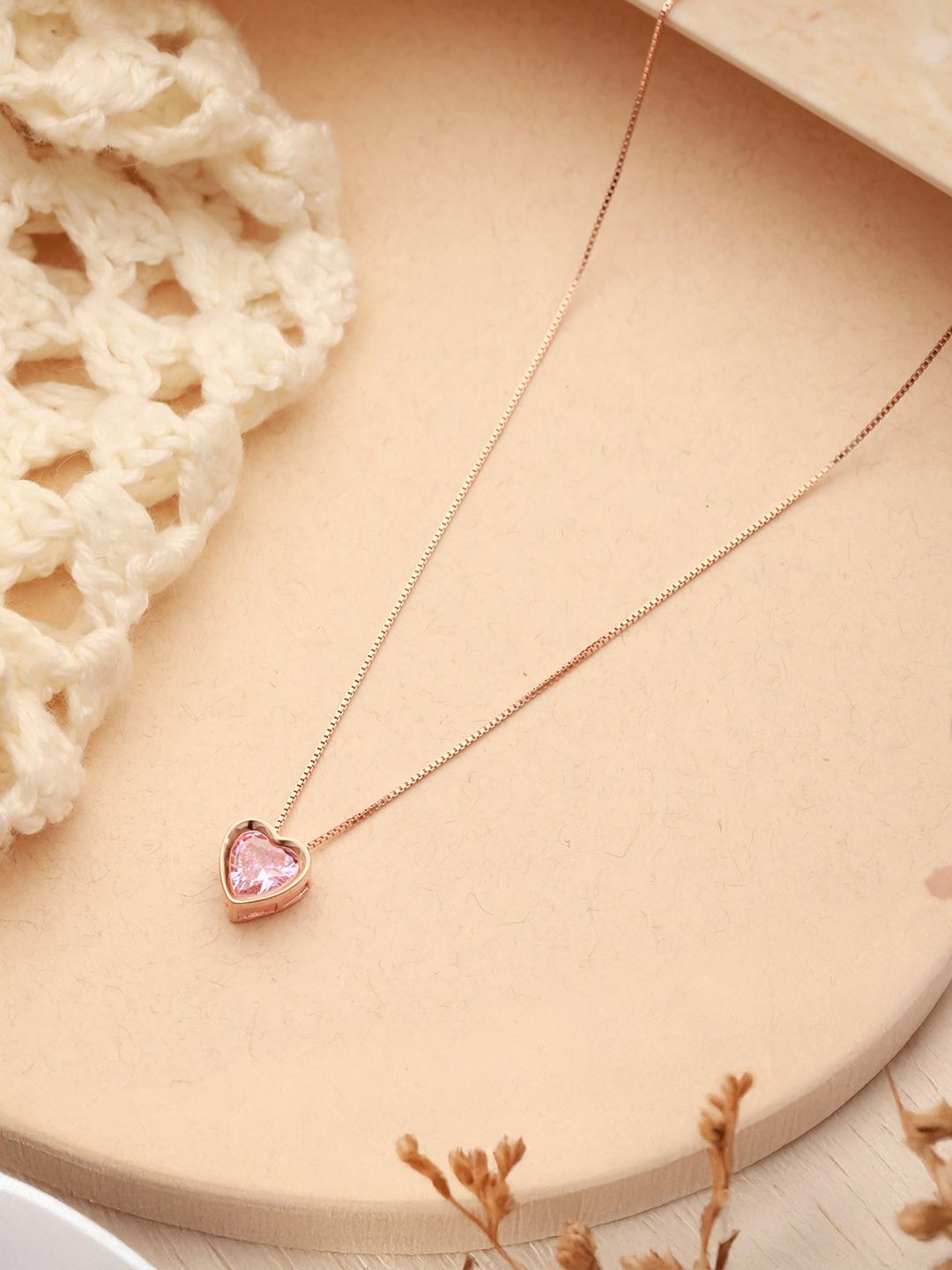 

SARAF SILVERETZ 925 Sterling Silver Rose Gold-Plated Pendant & Chain