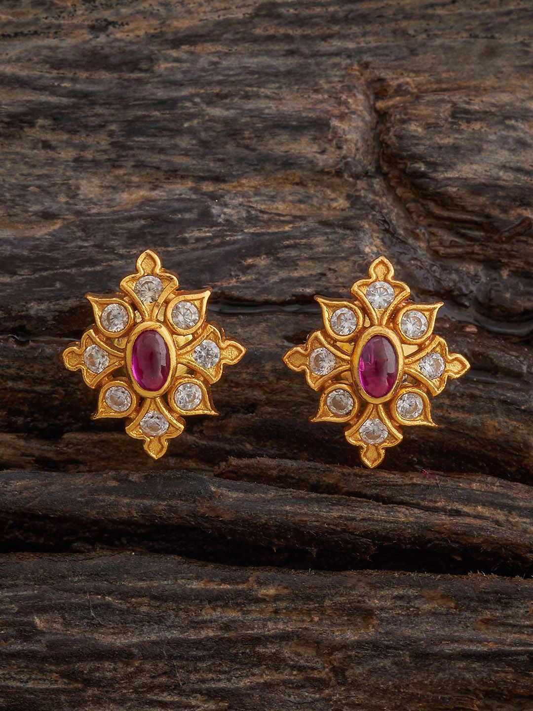 

Kushal's Fashion Jewellery Contemporary Studs Earrings, Red