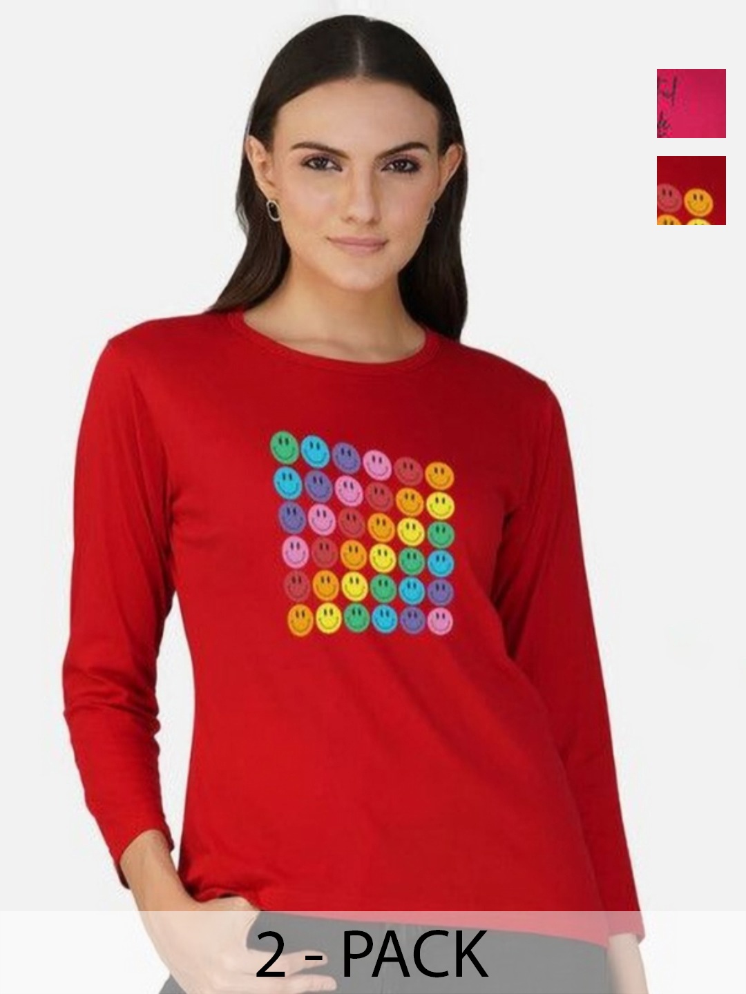 

Metronaut Women 2 Printed Bio Finish Applique T-shirt, Red