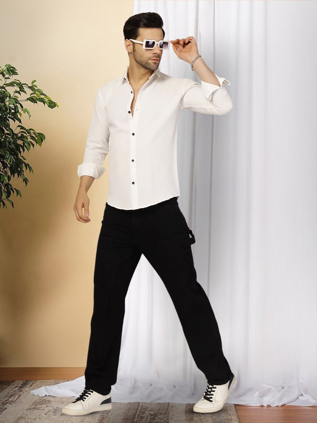 

Moda Rapido Men Original Opaque Casual Shirt, White