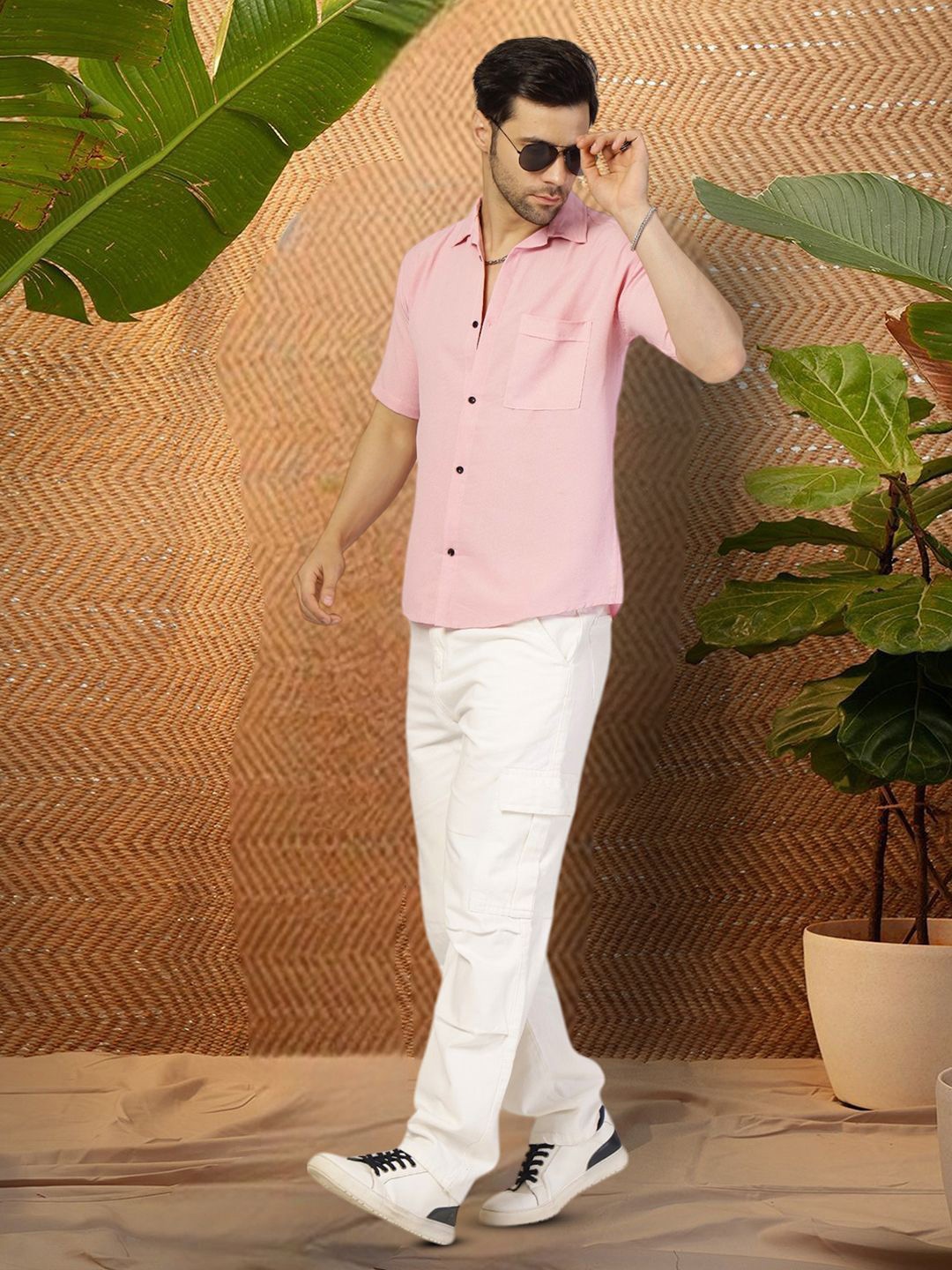 

Moda Rapido Men Original Opaque Casual Shirt, Pink
