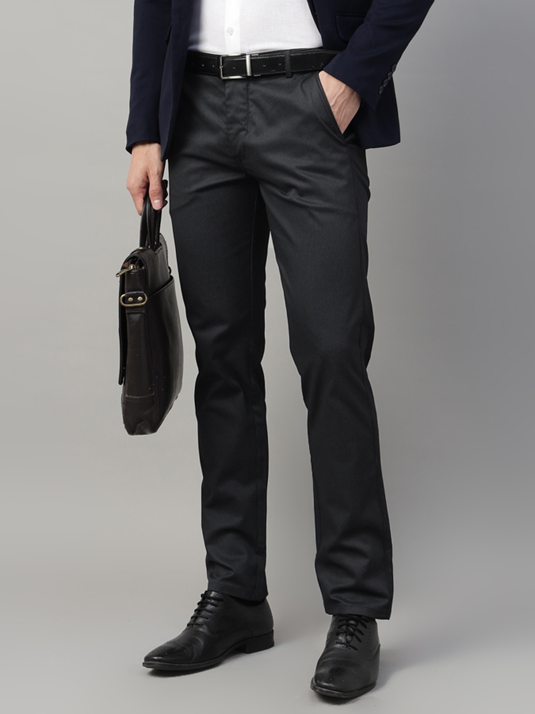 

Hancock Men Slim Fit Chinos Trousers, Black