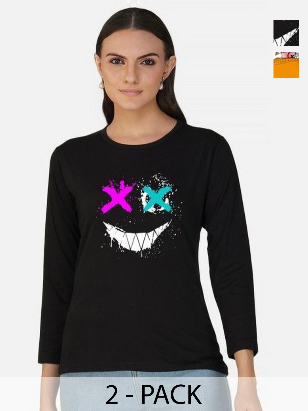 

Metronaut Women 2 Printed Bio Finish Applique T-shirt, Mustard