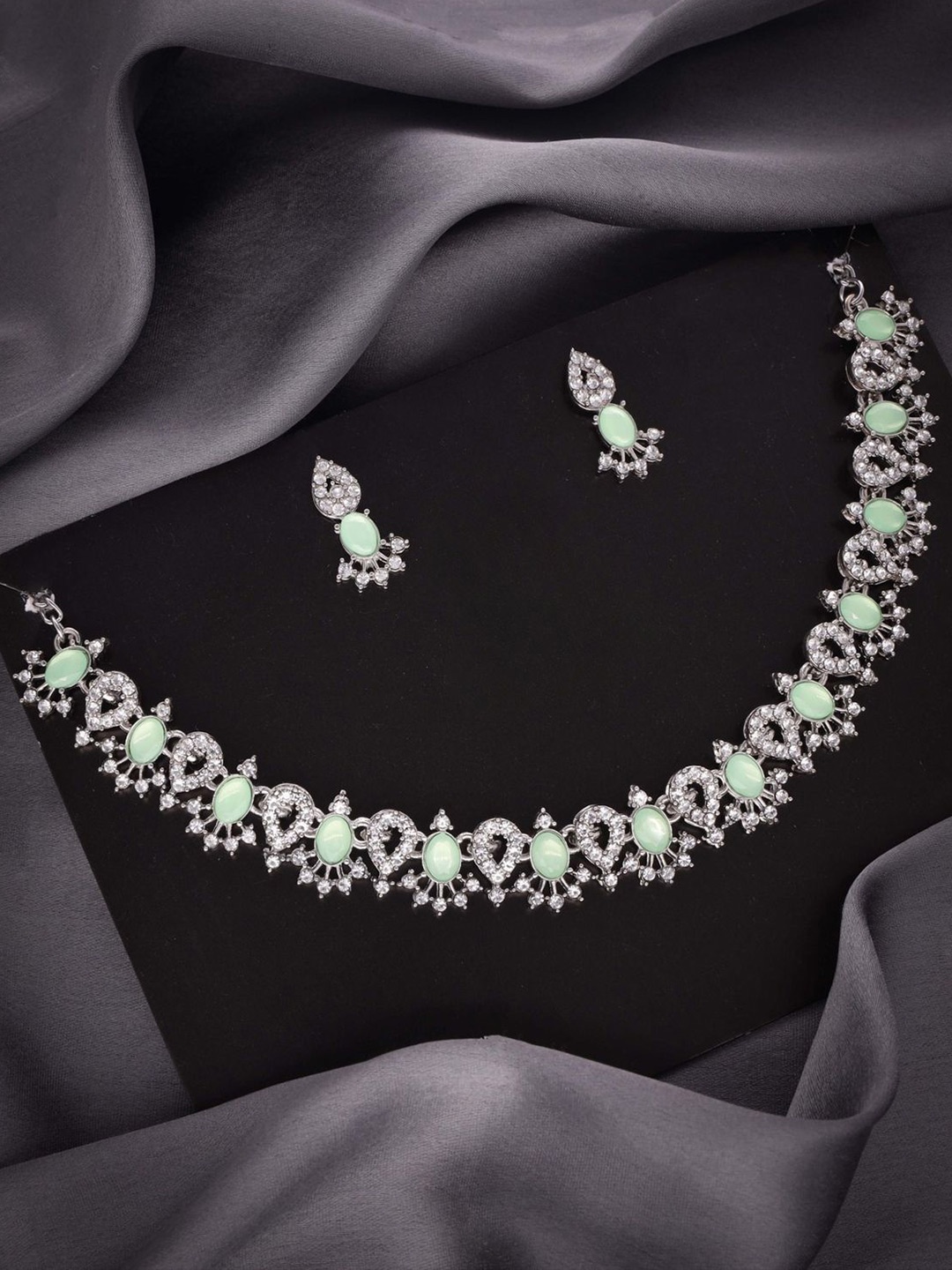 

DIVASTRI Set Of 2 Gold-Plated American Diamond Studded Jewellery Sets
