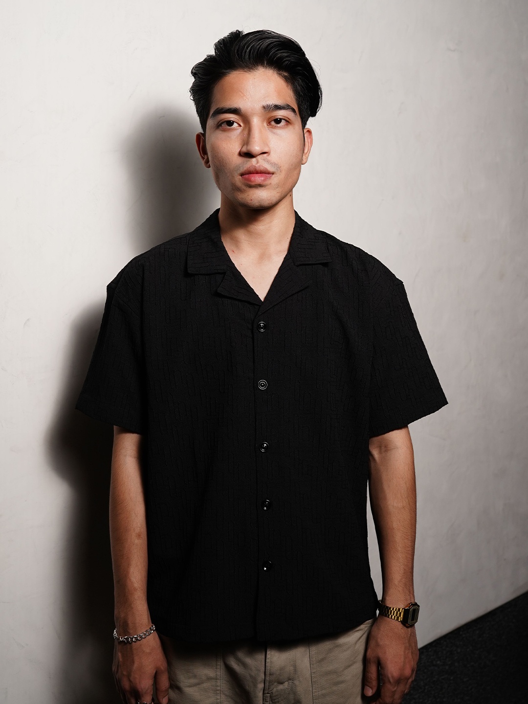 

Big Bunny Men Custom Opaque Casual Shirt, Black