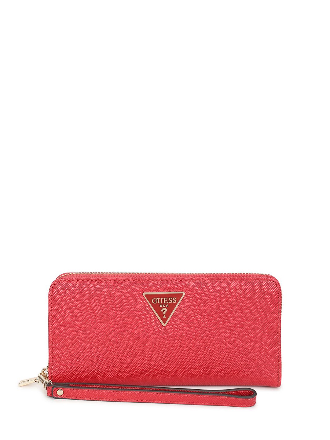 

GUESS Women Textured Zip Around Wallet, Red