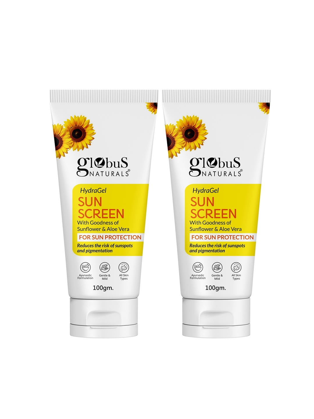 

Globus naturals Set Of 2 Hydra Gel Sunscreen With Aloe Vera - 100g Each, White