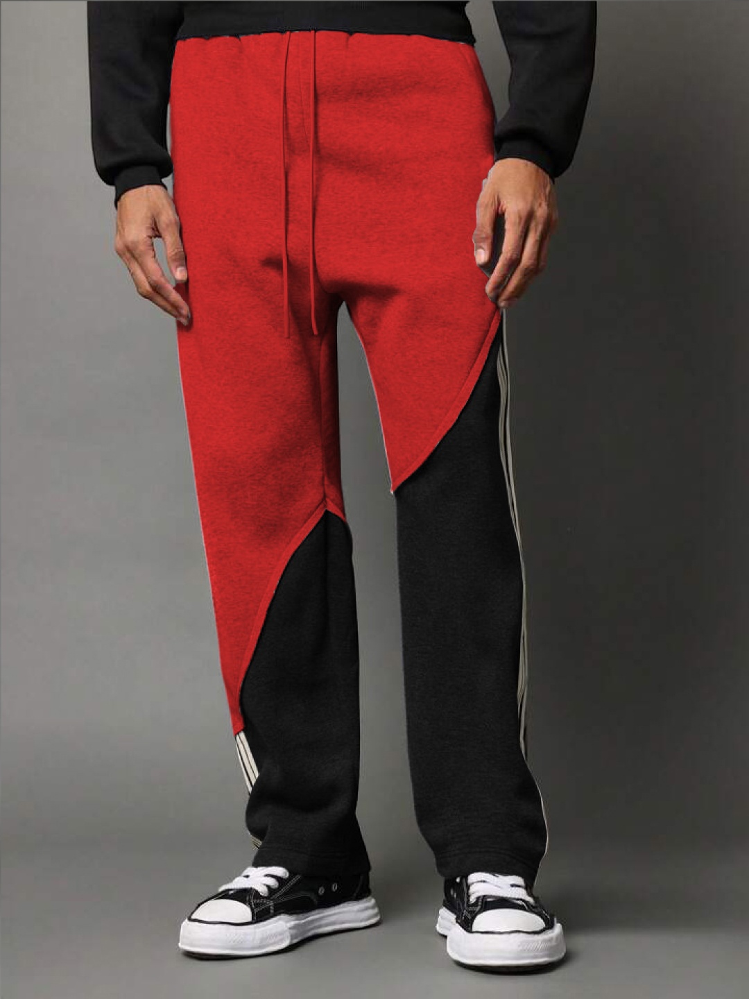 

TABADTOD Men Striped Relaxed Loose Fit Trousers, Red