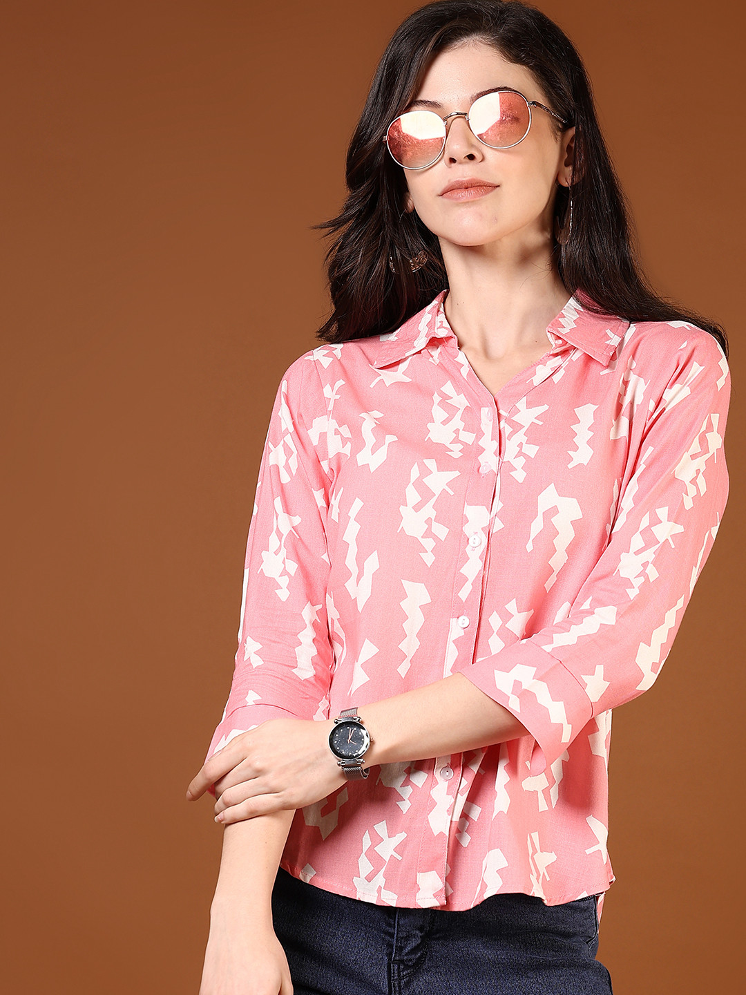 

V-Mart Women Floral Opaque Printed Casual Shirt, Pink