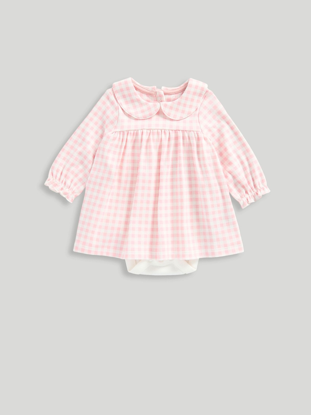 

mothercare Checked Peter Pan Collar A-Line Dress, Pink