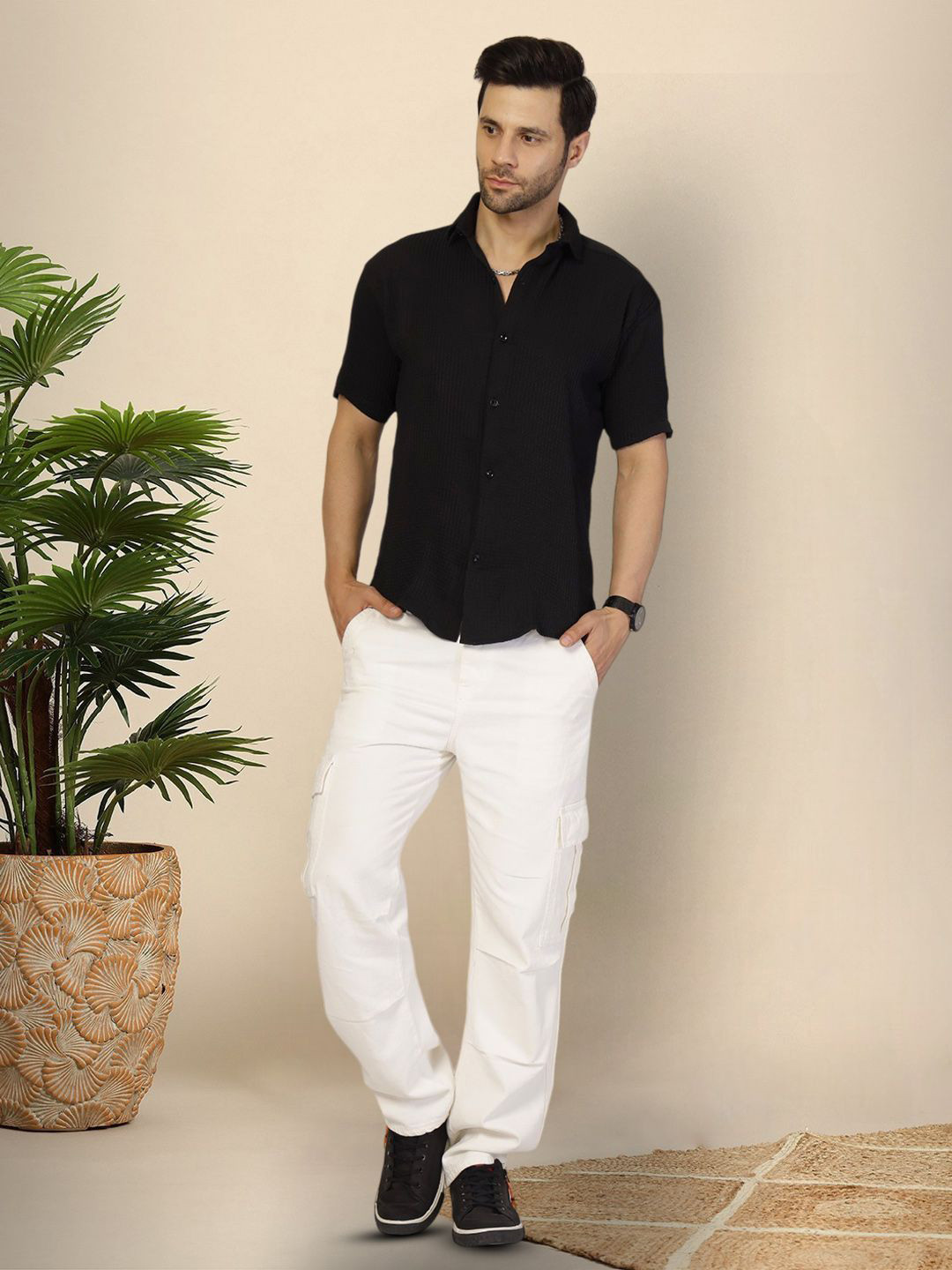 

Moda Rapido Men Original Opaque Casual Shirt, Black