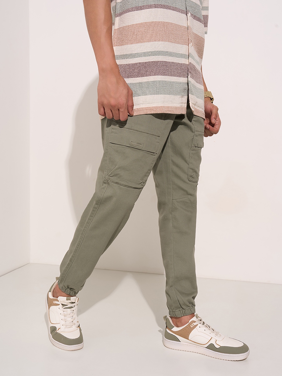 

People Men Joggers Trousers, Olive