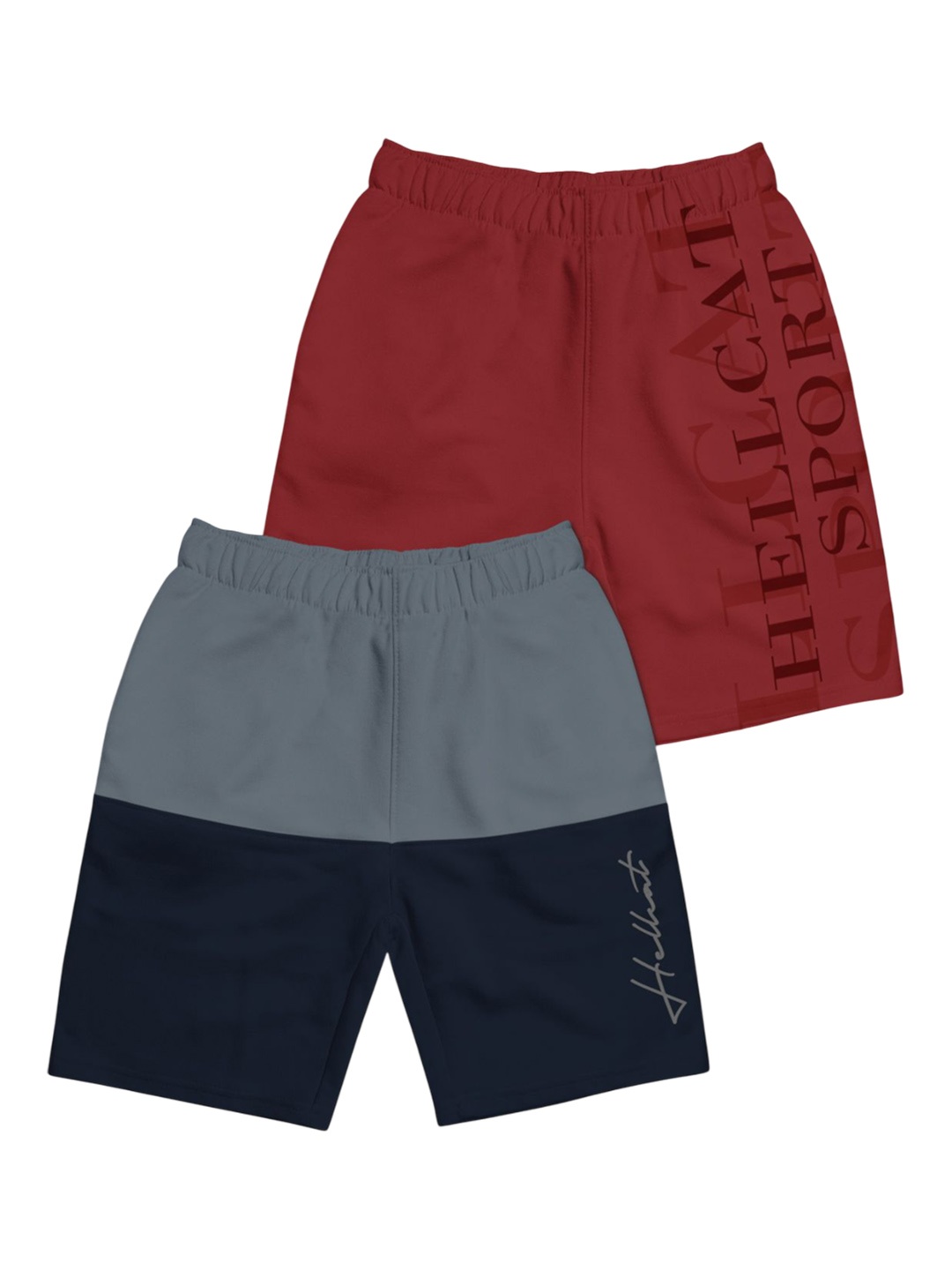

HELLCAT Boys Typography Printed Shorts, Grey