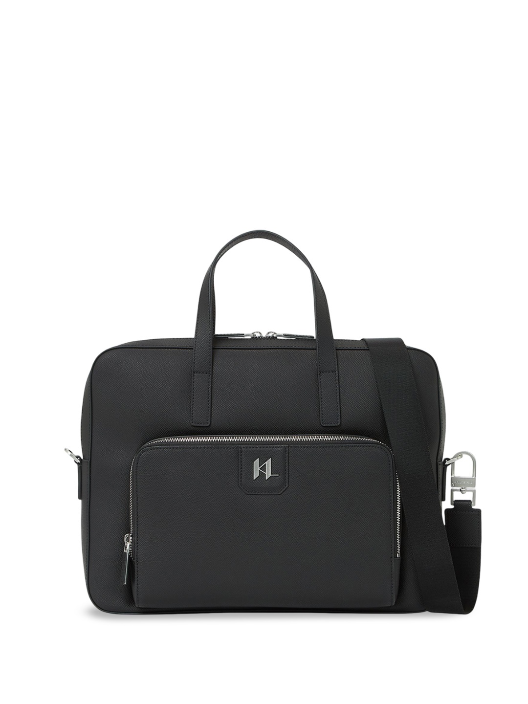 

Karl Lagerfeld Leather Oversized Structured Handheld Bag, Black