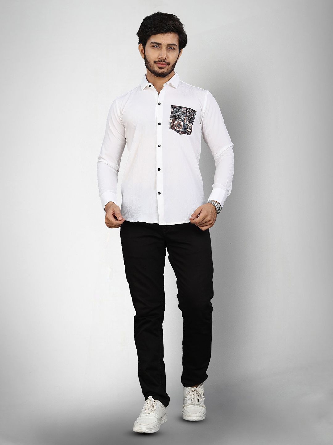 

Moda Rapido Men Original Opaque Casual Shirt, White