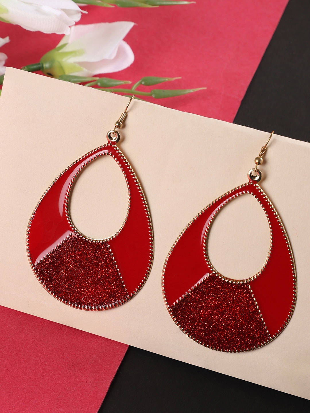 

Anouk Contemporary Drop Earrings, Red