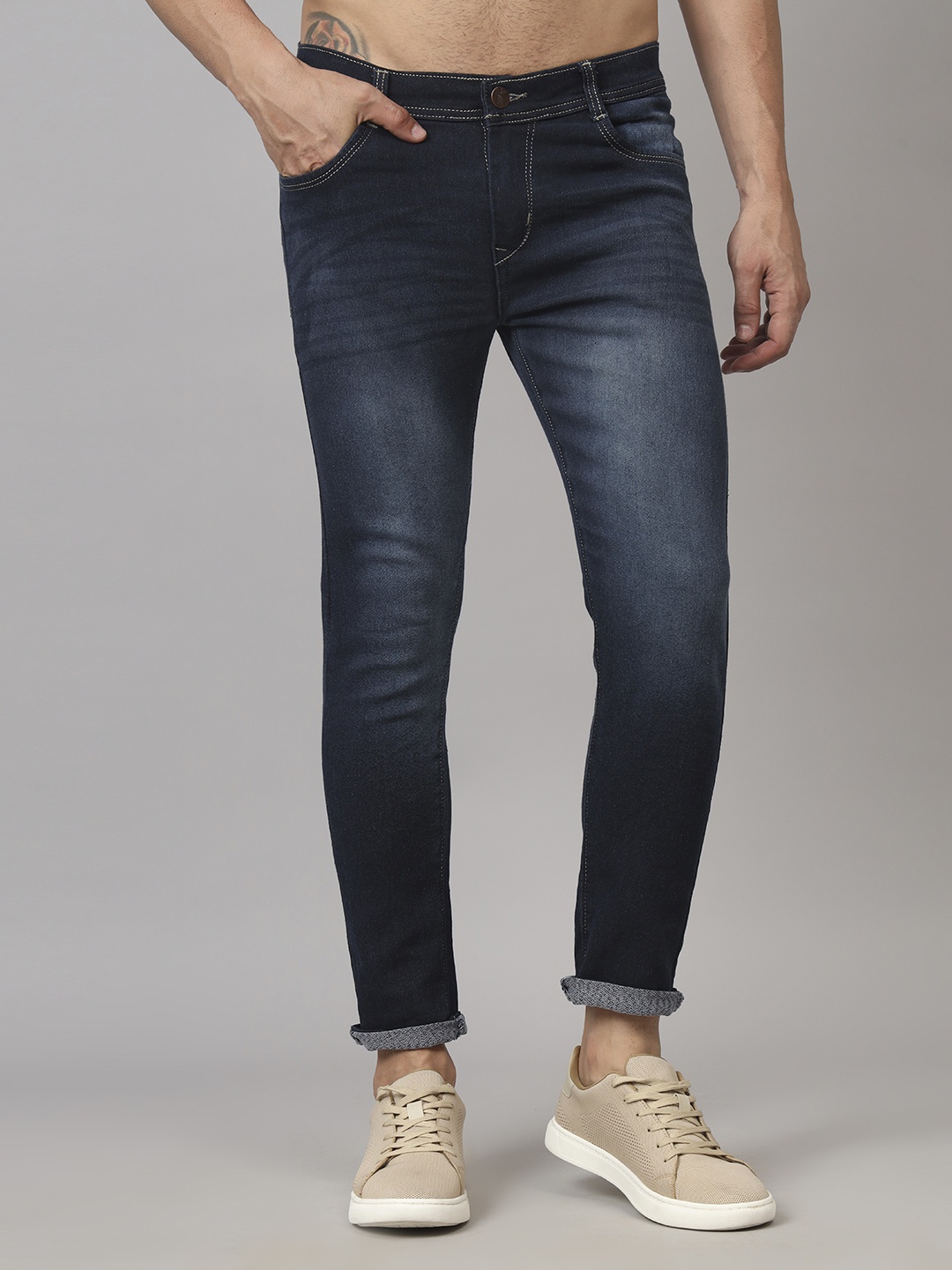 

Moda Rapido Men Classic Slim Fit Light Fade Jeans, Blue