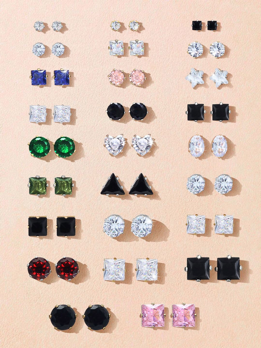 

PRIVIU Geometric Studs Earrings, Multi