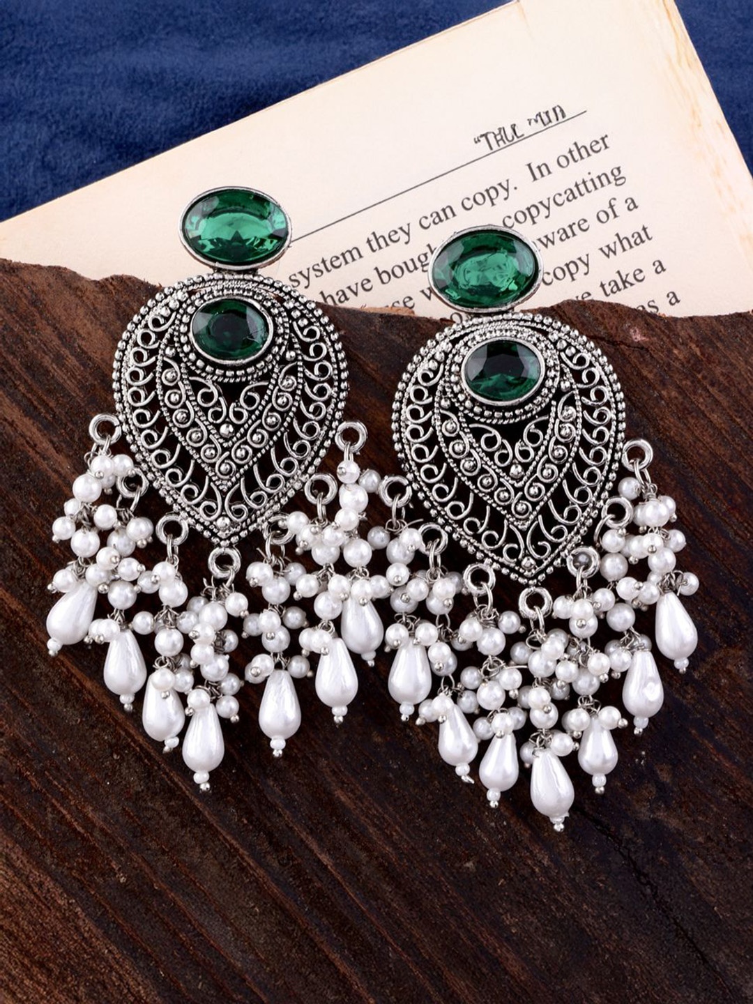 

SHONA'S STYLE Contemporary Chandbalis Earrings, Green
