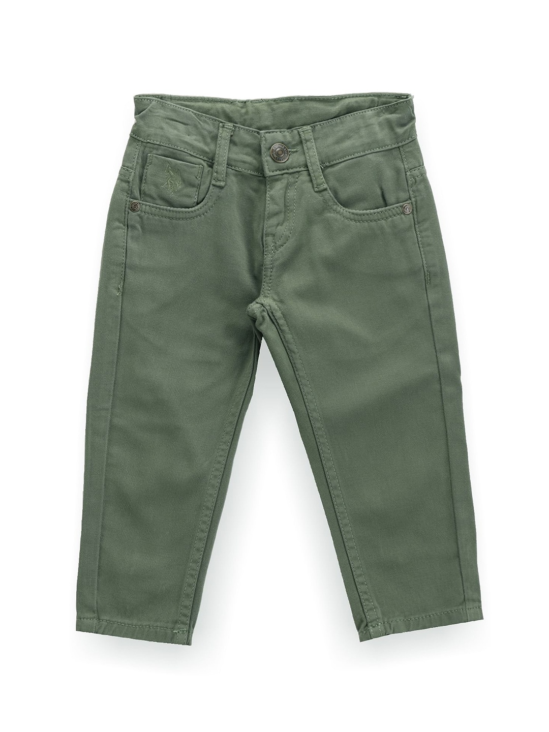 

U.S. Polo Assn. Kids Boys Slim Fit Mid-Rise Stretchable Jeans, Olive