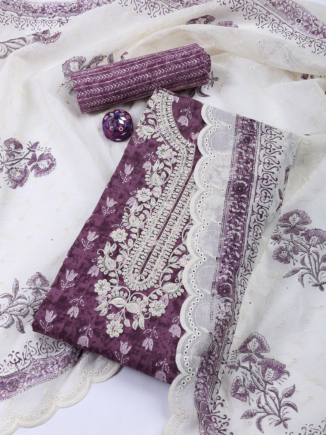 

Meena Bazaar Printed Unstitched Dress Material, Mauve
