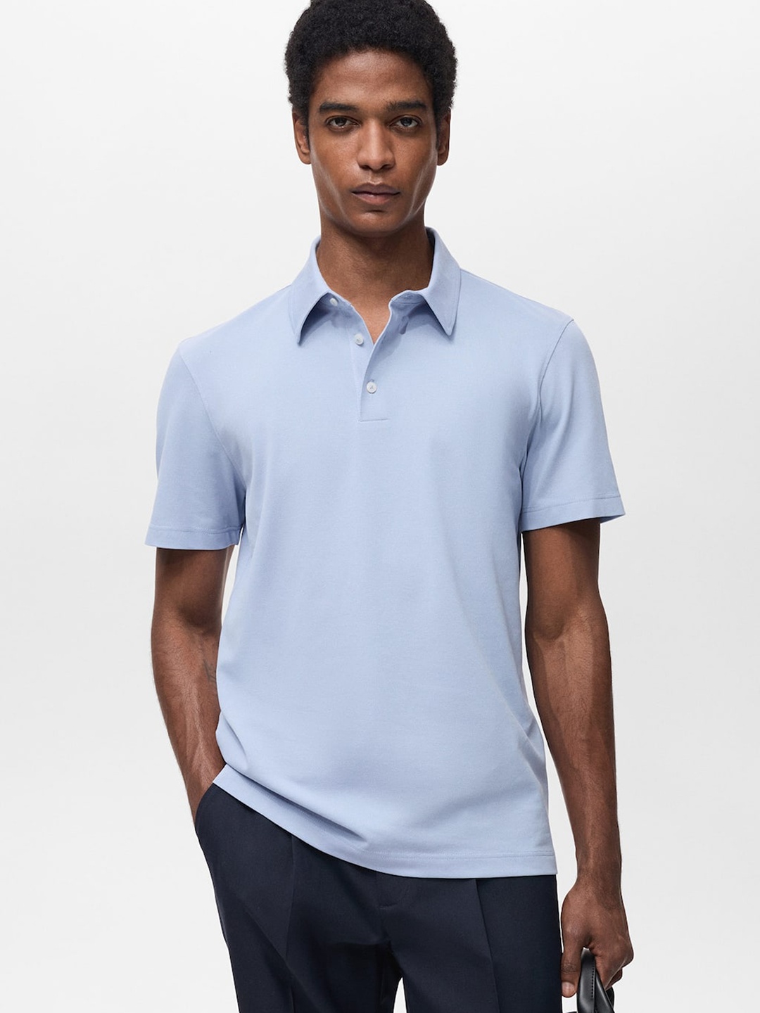 

MANGO MAN Polo Collar Slim Fit T-shirt, Blue