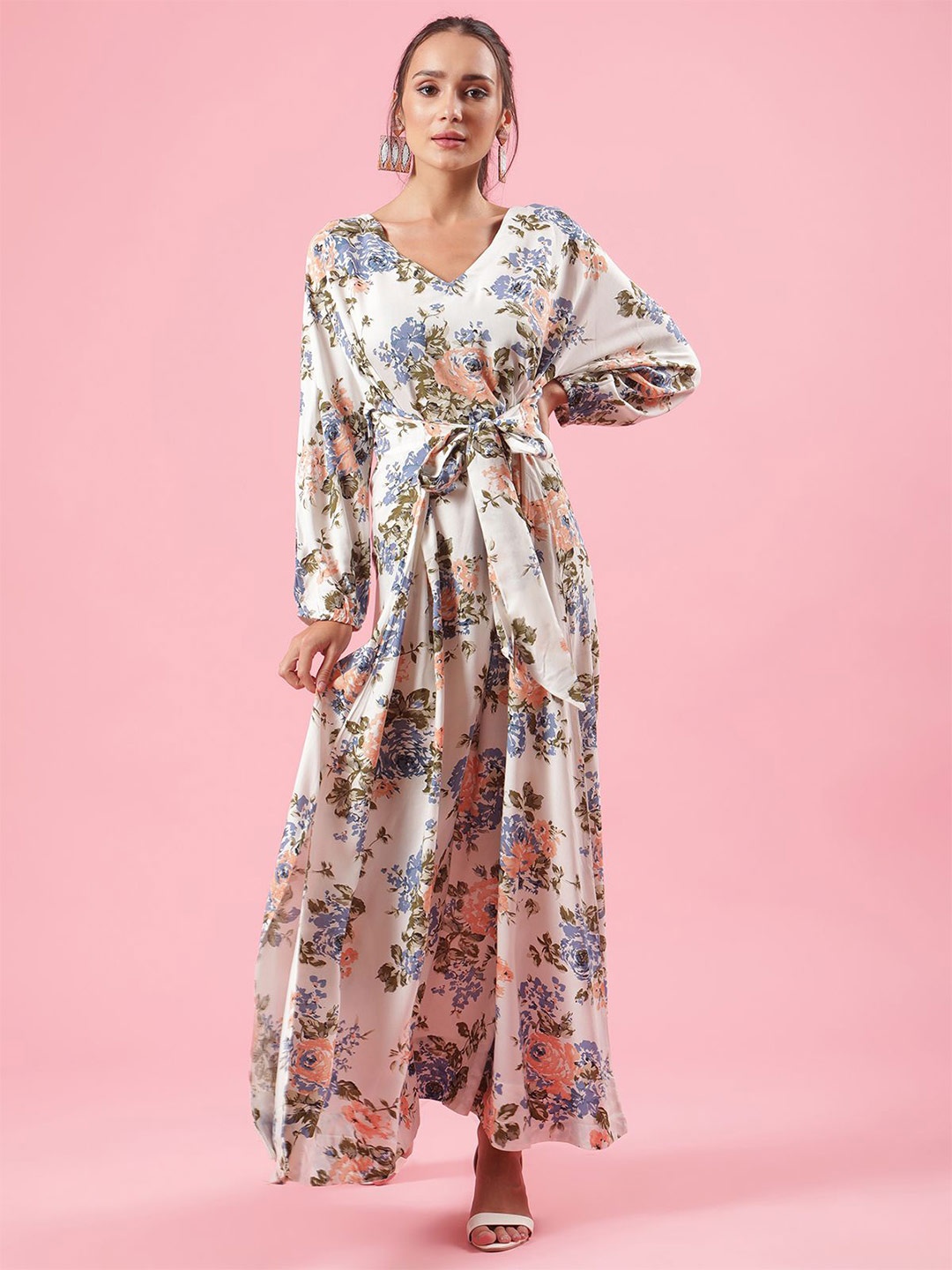 

Shades of Sabi Floral Print Midi Dress, White