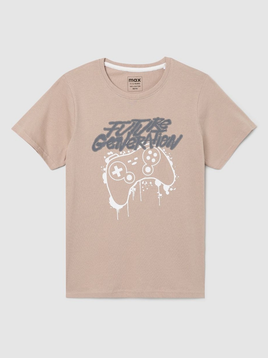 

max Boys Typography Printed T-shirt, Beige