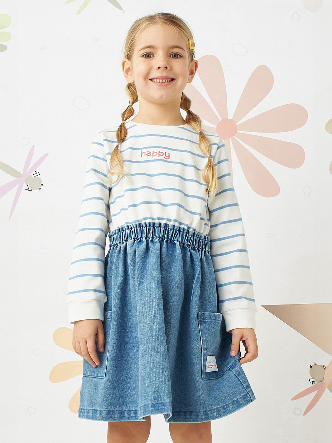 

max Striped Fit & Flare Dress, Blue