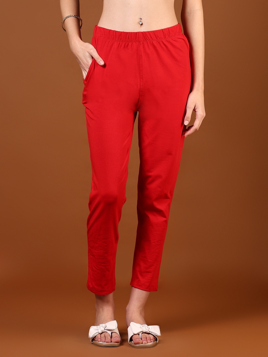 

V-Mart Women Trousers, Red
