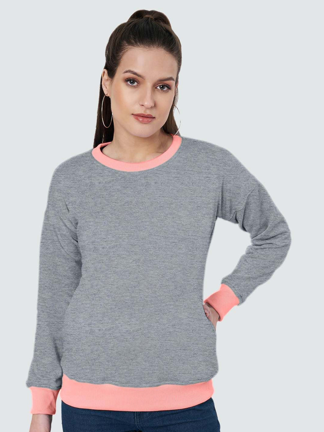 

BRINNS Women Colourblocked Sweatshirt, Grey