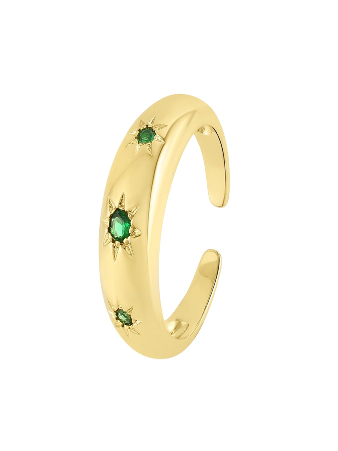 

Nirvana Gold-Plated Cubic Zirconia Stone-Studded Adjustable Finger Ring
