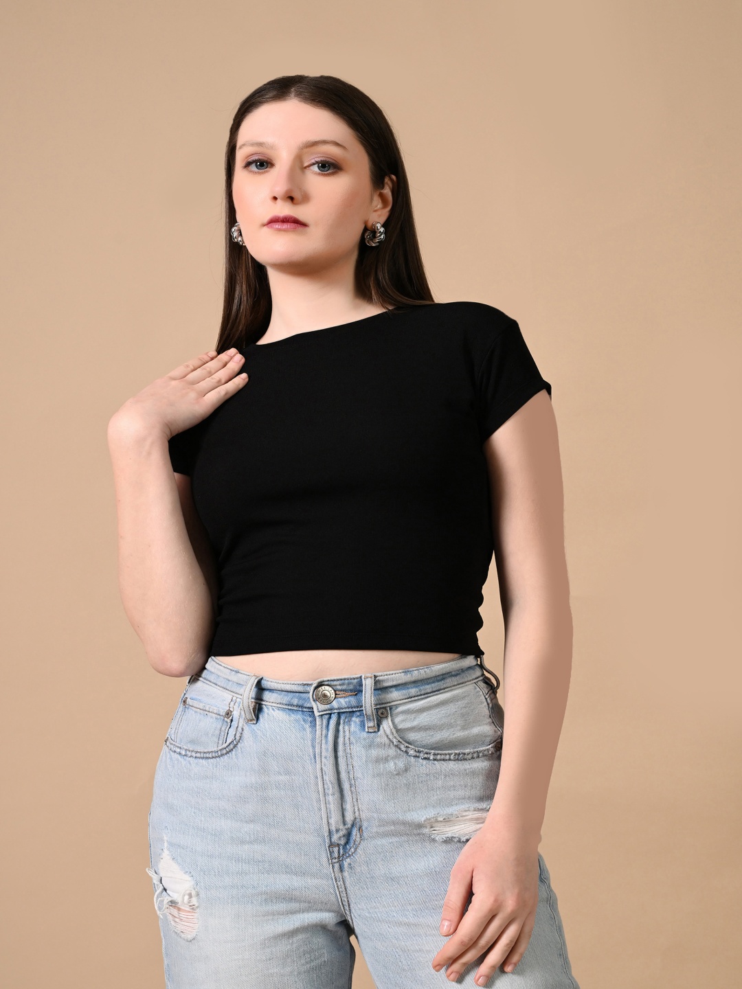 

PANDORNA Black Knotted Back Summer Top