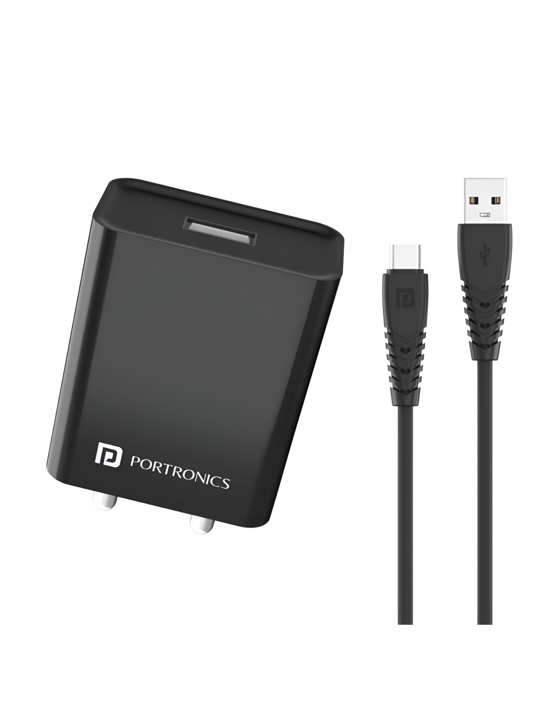 

Portronics Adapto 62 C 2.4A 12W Fast Wall Charger With 1M Type C Cable BIS Certified, Black