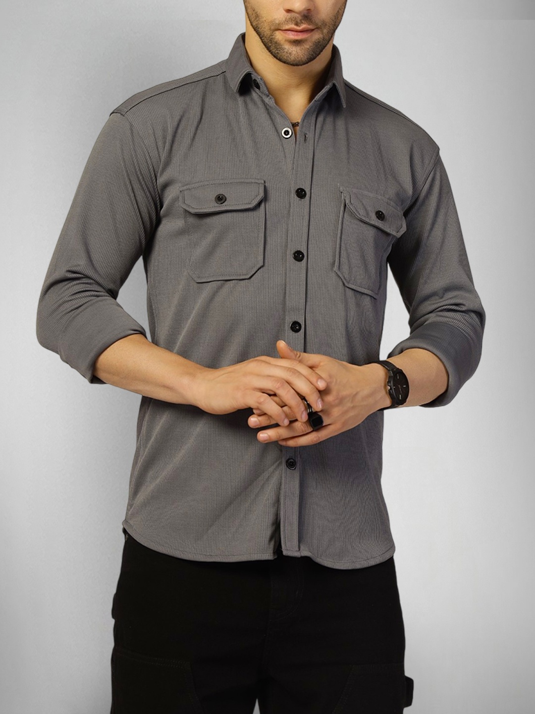 

SZN Men Original Opaque Casual Shirt, Grey