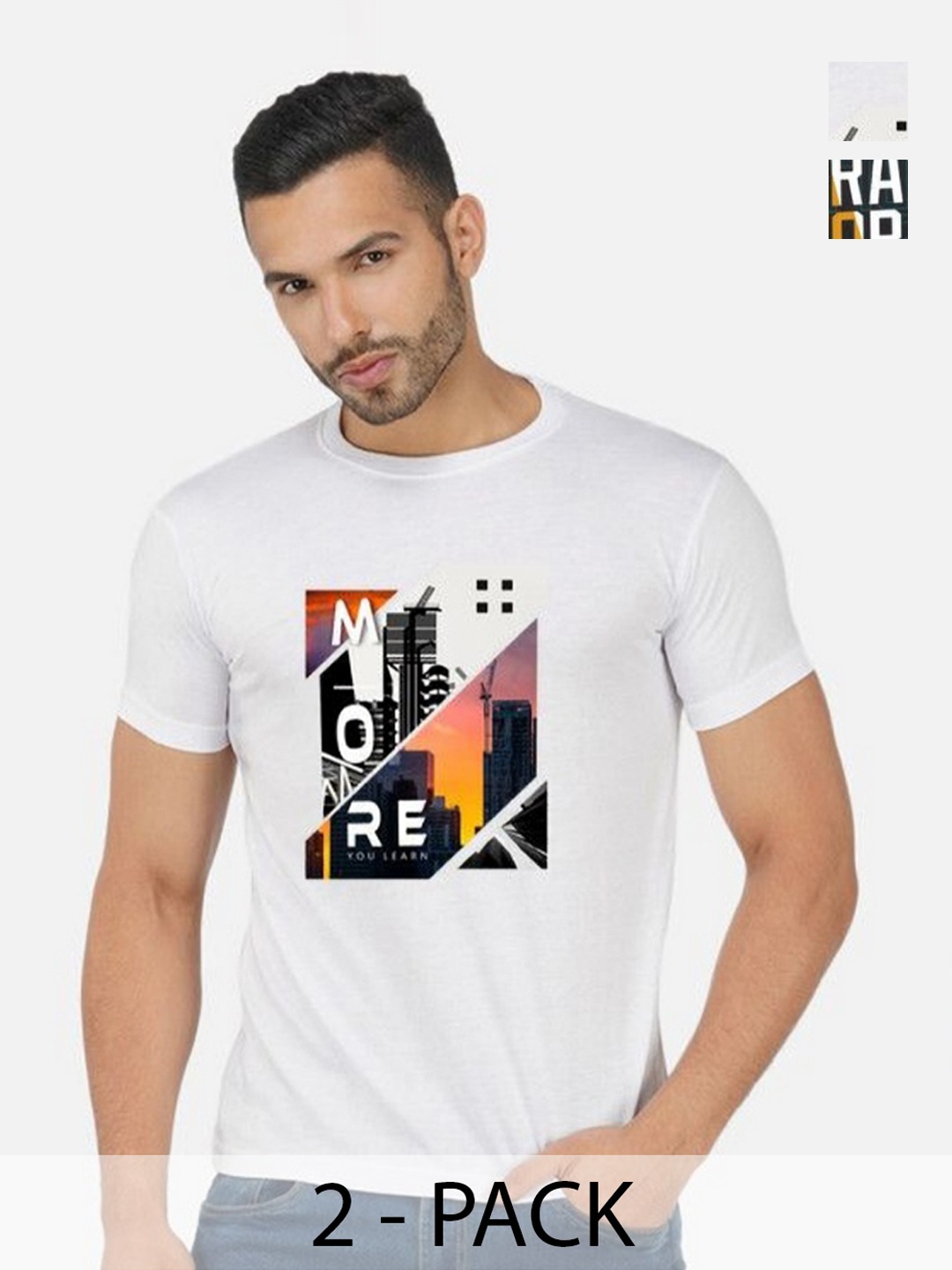 

GLOBAL NOMAD Men 2 Printed Bio Finish T-shirt, White
