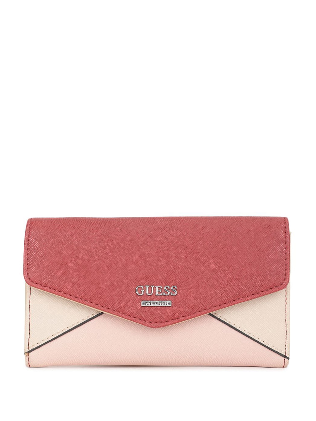

GUESS Women Colourblocked Three Fold Wallet, Pink