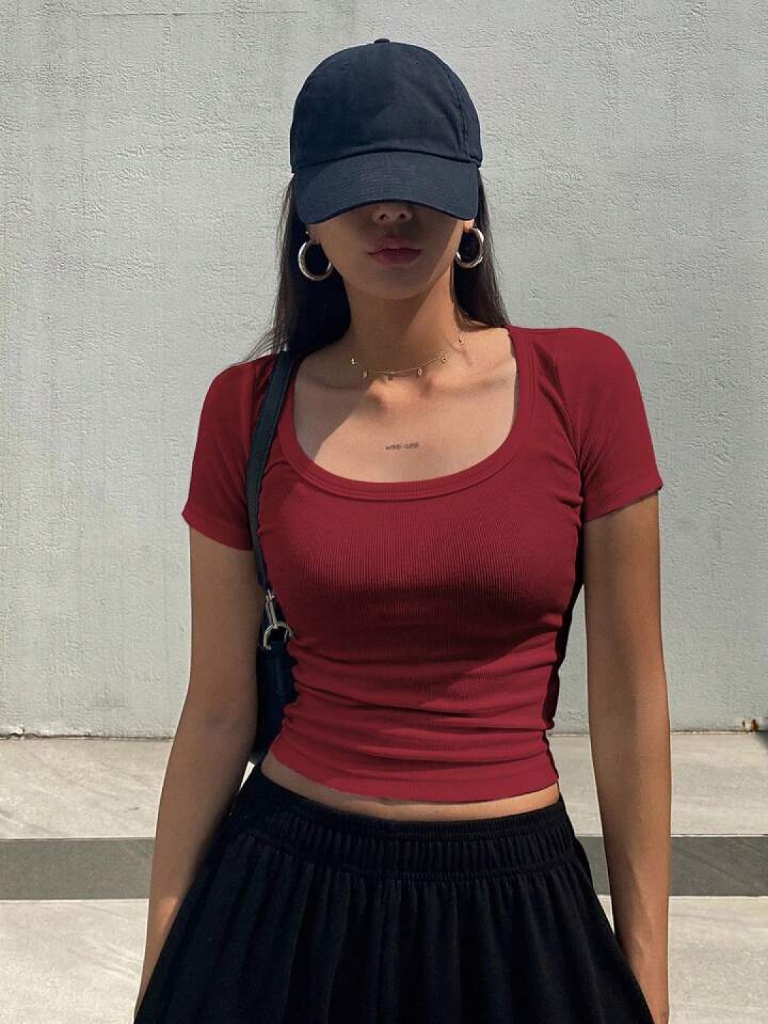 

CORSICA Cotton Crop Top, Maroon